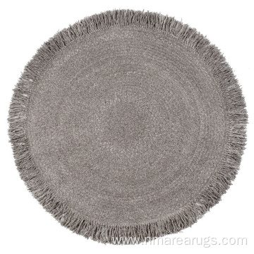 natural wool braided round carpets rug